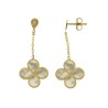 Boucles Or Pendantes et Pierres Nacre forme Tréfle