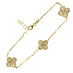 Bracelet Or et Pierres Nacres forme Tréfle