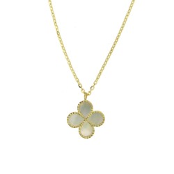 Collier Or et Pierres Nacre - forme Tréfle