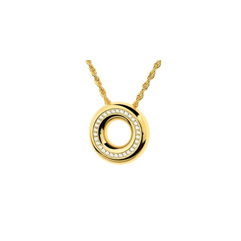 Collier Acier plaqué or & Oxydes 45 cm