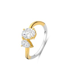 Bague plaquée or sur argent & Oxydes