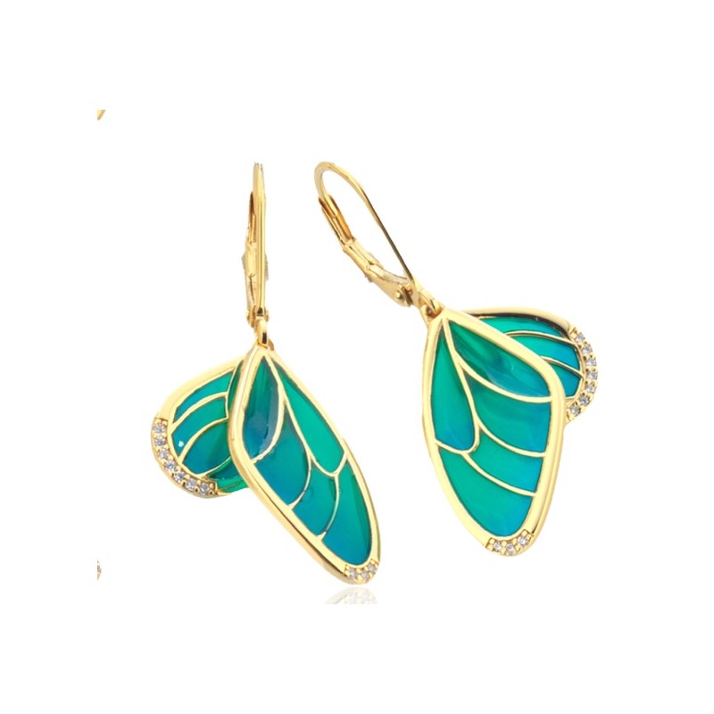 Boucles Plaquées Or sur Argent, Émail & Oxydes