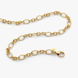 Collier Plaqué Or VERMEIL maille Ovlae Striée 80cm