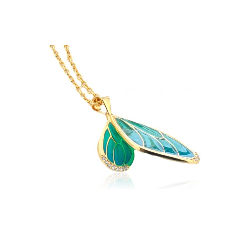 Collier Plaqué Or sur Argent, Émail & Oxydes