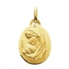Médaille or Vierge à l'enfant ovale 18mm