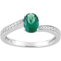 Bague Argent & Oxydes blancs et vert