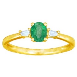 Bague Or et Emeraude & Diamants taille trapèze 