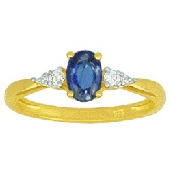 Bague Or et Saphir Ceylan 0,06 ct & Diamants
