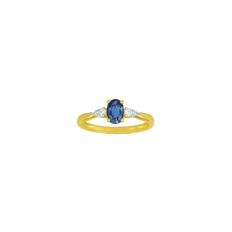 Bague Or et Saphir Ceylan 0,06 ct & Diamants