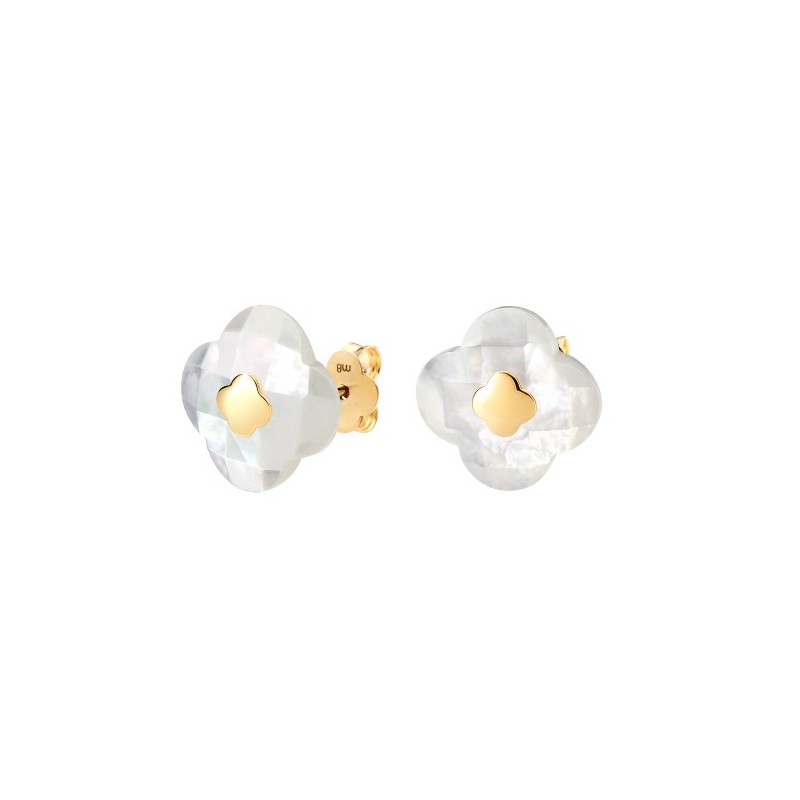 Boucles Or et Pierres Nacre formeTrefle