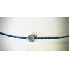 Bracelet Or et Pierres Diamant 0,05 ct sur cordon bleu ciel