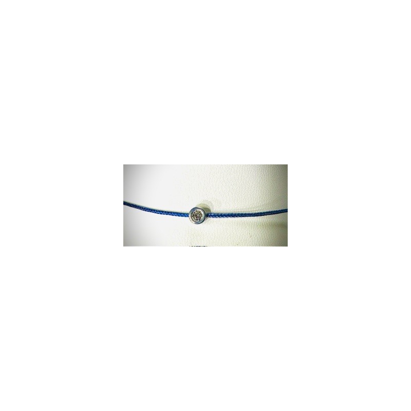 Bracelet Or et Pierres Diamant 0,05 ct sur cordon bleu