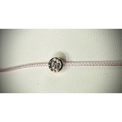 Bracelet Or et Pierres Diamant 0,05 ct sur cordon rose