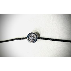Bracelet Or et Pierres Diamant 0,10 ct sur cordon noir