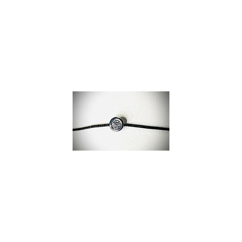 Bracelet Or et Pierres Diamant 0,10 ct sur cordon noir