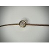 Bracelet Or et Pierres Diamant 0,10 ct sur cordon marron