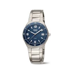 Montre Dame en TItane sport lunette ceramique bleue