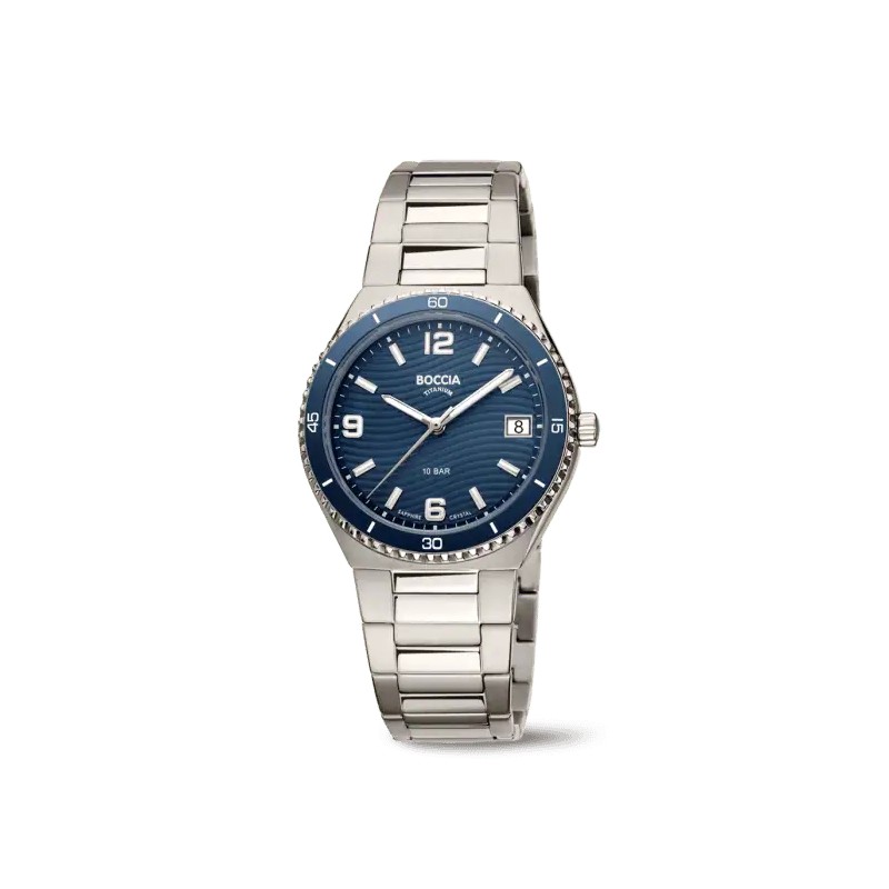 Montre Dame en TItane sport lunette ceramique bleue