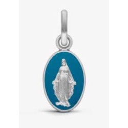 Médaille or Vierge  Miraculeuse laque bleu or blanc 10mm 