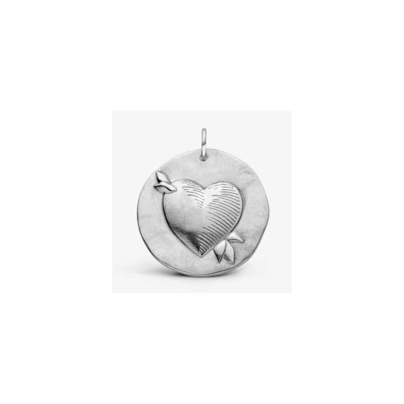Pendentif Argent Coeur Laurier 25MM