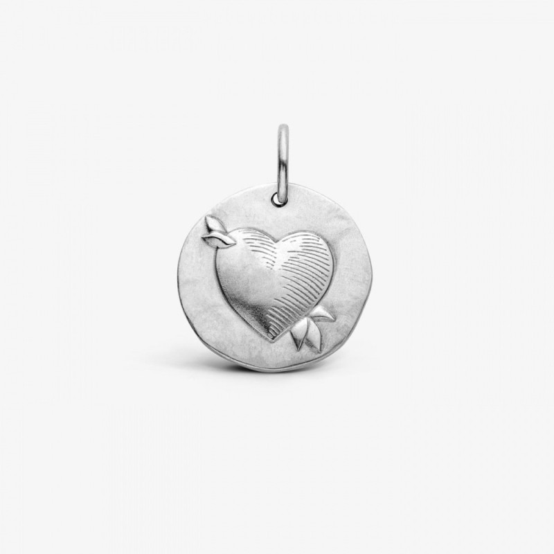 Pendentif Argent Coeur Laurier 16MM