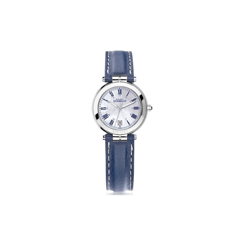 Montre Dame acier bracelet cuir Newport