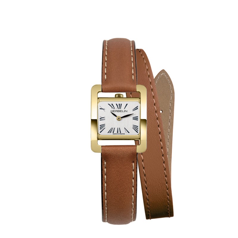 Montre Dame plaquée bracelet cuir 
