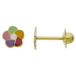 Boucles Or pour Enfant Fleur multicolores
