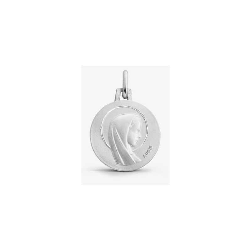 Médaille or Vierge auréolée 16 mm - or blanc