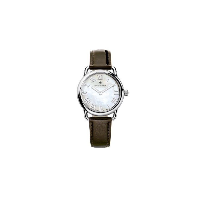 Montre Dame acier bracelet cuir 