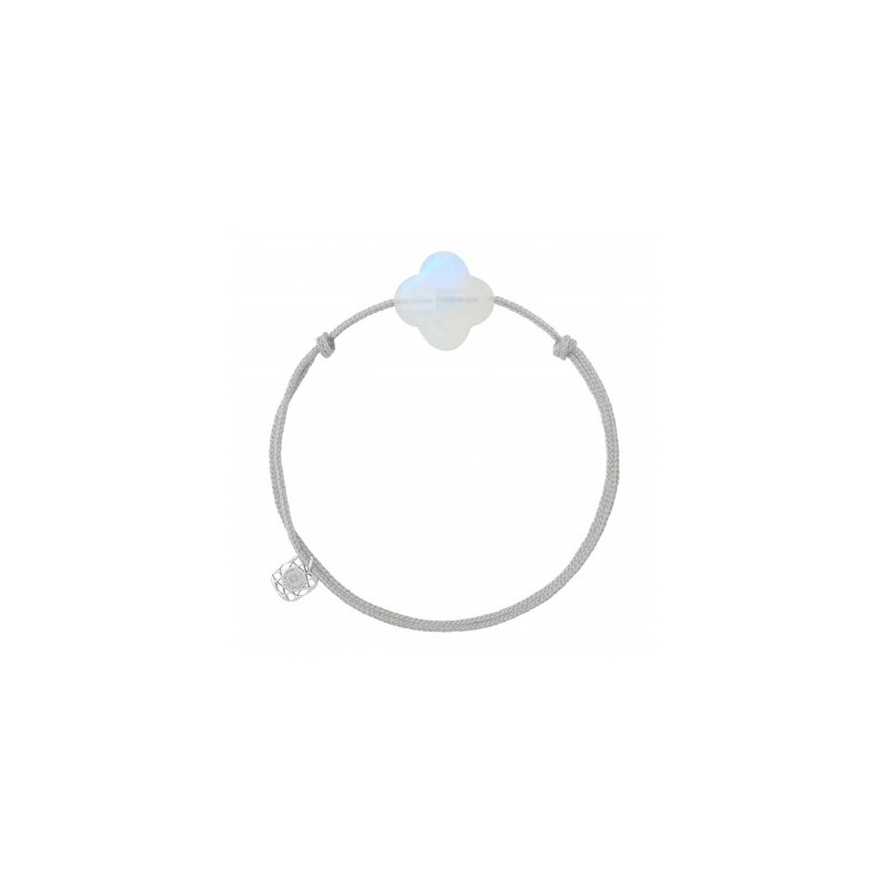 Bracelet Argent Pierre de lune arc-en-ciel trefle