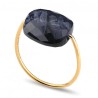 Bague Or et Pierres Fines Pietersite bleue coussin