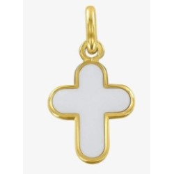 Croix Or arrondie & Laque blanche