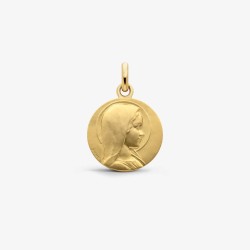 Médaille or Vierge Jeune 18 mm sablée