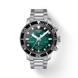 CHRONO Bracelet acier  fond vert - SEASTAR