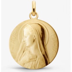 Médaille or Vierge Ave Maria 18mm sablée