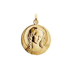 Médaille or Vierge Virgo Amabilis 18mm sablée