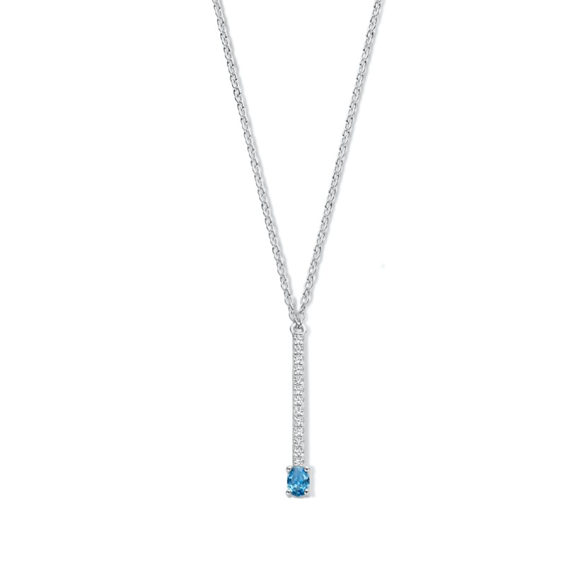 Collier Argent Oxydes et pierre bleu