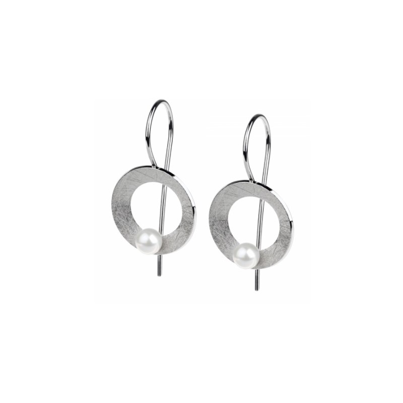 Boucles Acier et Perles d'eau douce 5 mm