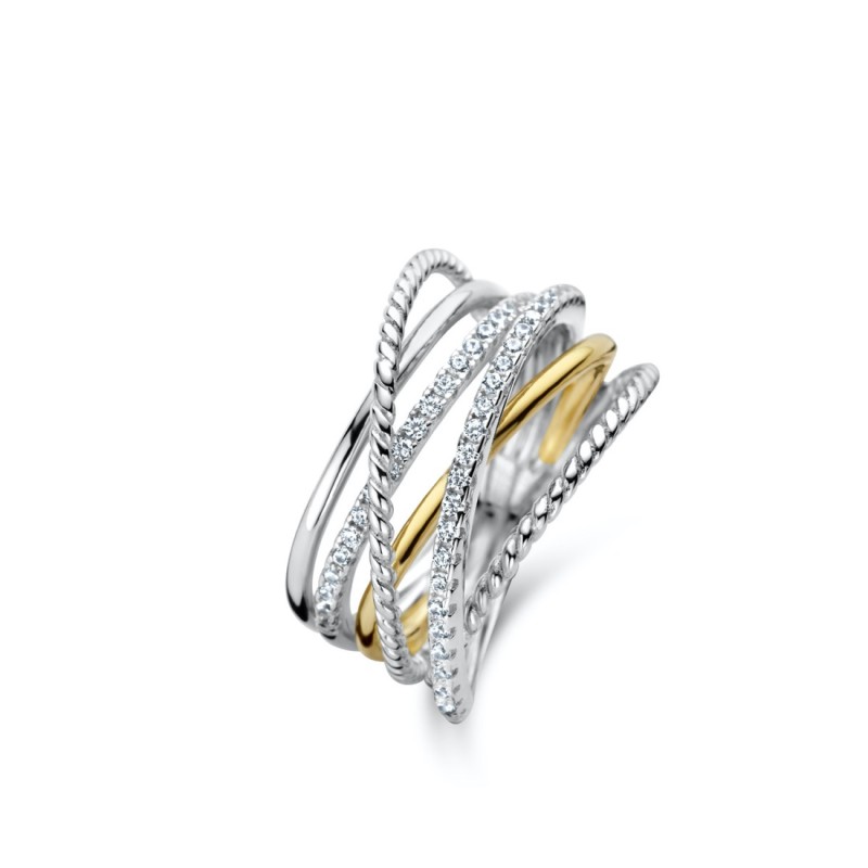 Bague Argent et argent plaqué or jaune & Oxydes