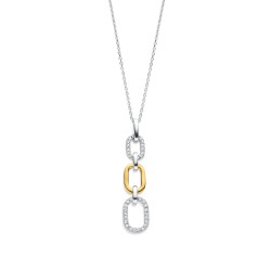 Collier Argent et argent plaqué or jaune & Oxydes