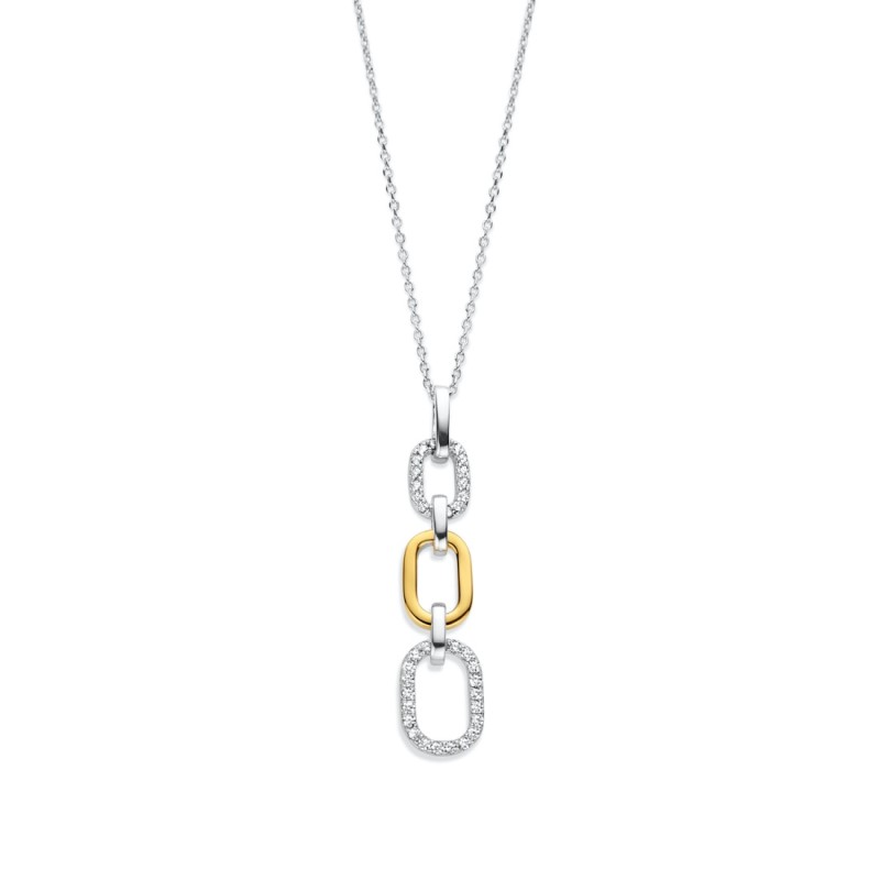 Collier Argent et argent plaqué or jaune & Oxydes