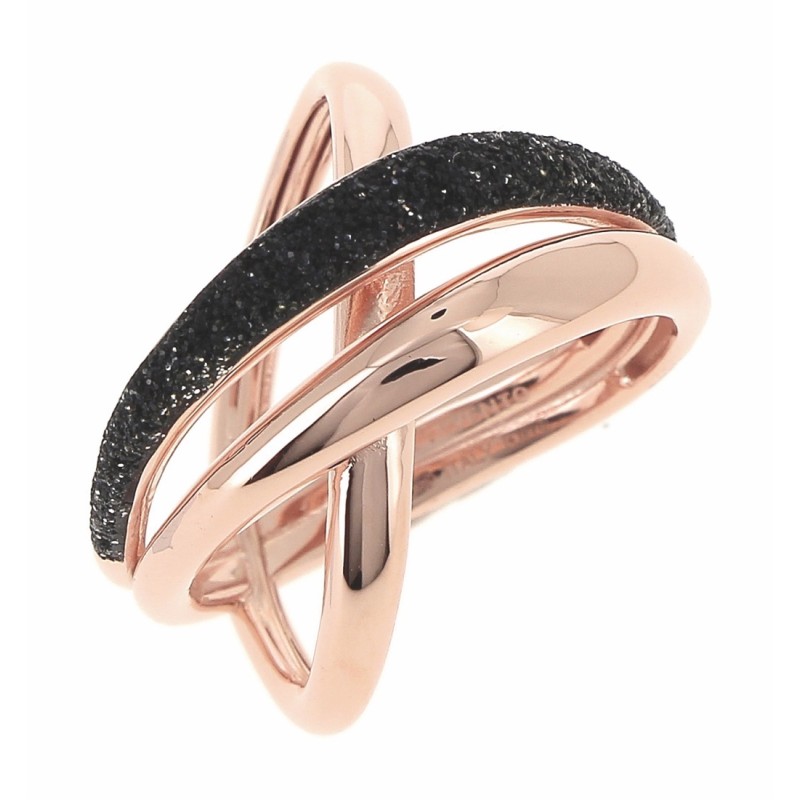 Bague plaquée or sur argent polvere noir
