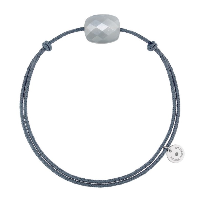 Bracelet Argent Pierre de Lune grise coussin