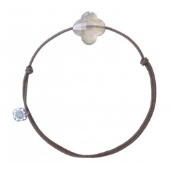 Bracelet Argent Quartz Rutile doré. Trefle