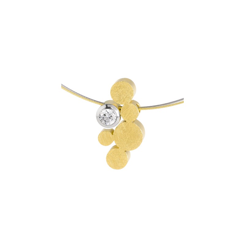 Collier Acier plaqué or jaune & Acier & Oxydes