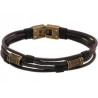 Bracelet Acier -cuir & cordon coton