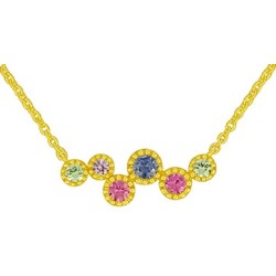 Collier Or et Pierres Saphirs multicolors