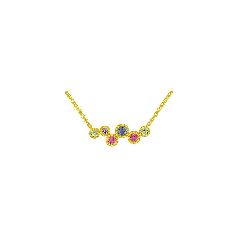 Collier Or et Pierres Saphirs multicolors