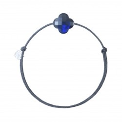 Bracelet Argent Labradorite noire trefle